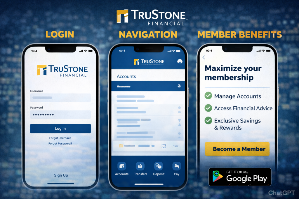 Trustone Financial App: Login, Navigation, and Member Benefits